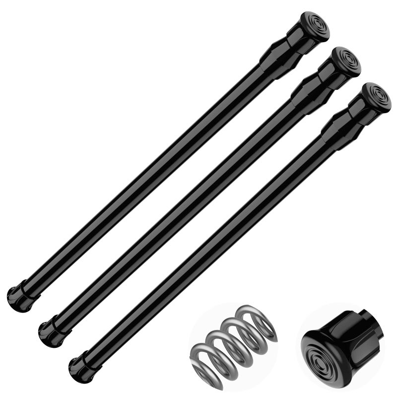 AIZESI Spring Tension Curtain Rods Short Tension Rod (Black,17" to 28"-3Pcs) - Image 1
